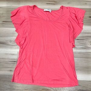 Adrienne Vittadini Pink Ruffle Sleeve Blouse Women’s Small
